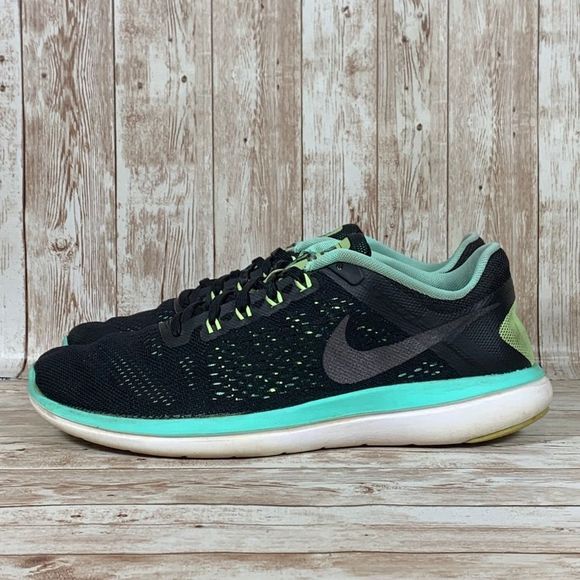 Nike Flex 2016 RN Athletic Running Lace Up Shoes Black Blue Women's Size 9.5 - Picture 3 of 8